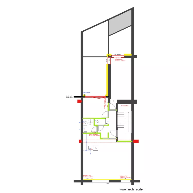 BAUCQ 77 2e étage Eau Chauffage. Plan de BAUCQ 77 2e étage Eau Chauffage. Plan de