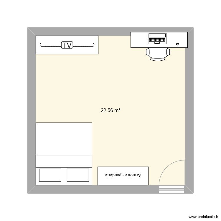 ma chambre. Plan de 1 pièce et 23 m2