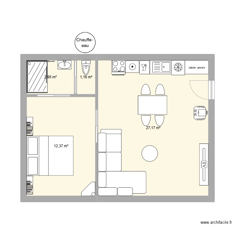 oherville 2. Plan de 4 pièces et 43 m2