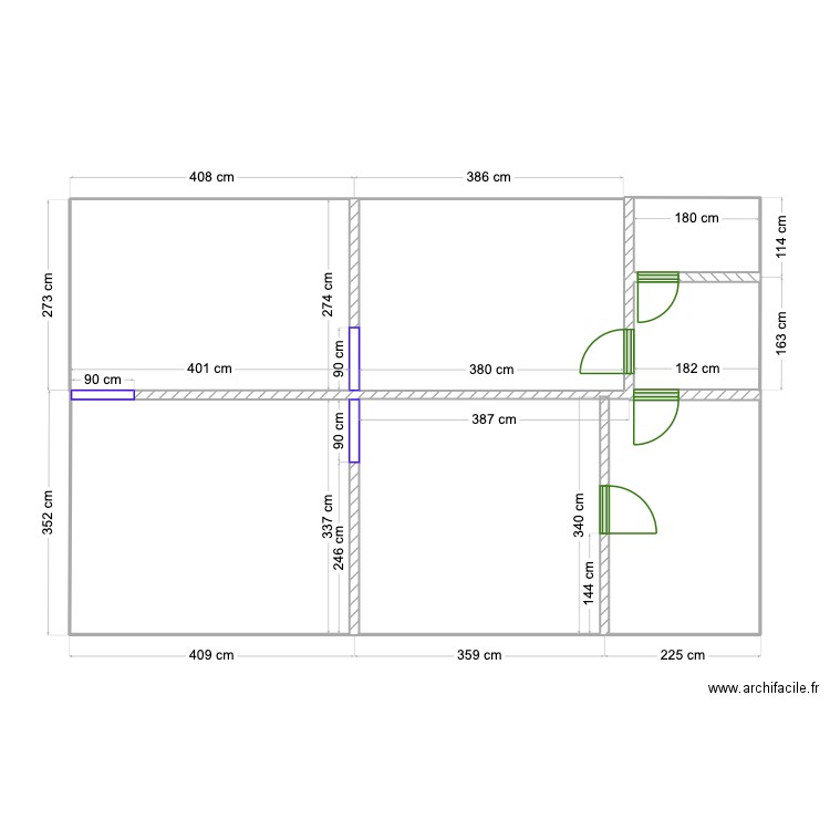 hassan 2. Plan de 3 pièces et 34 m2