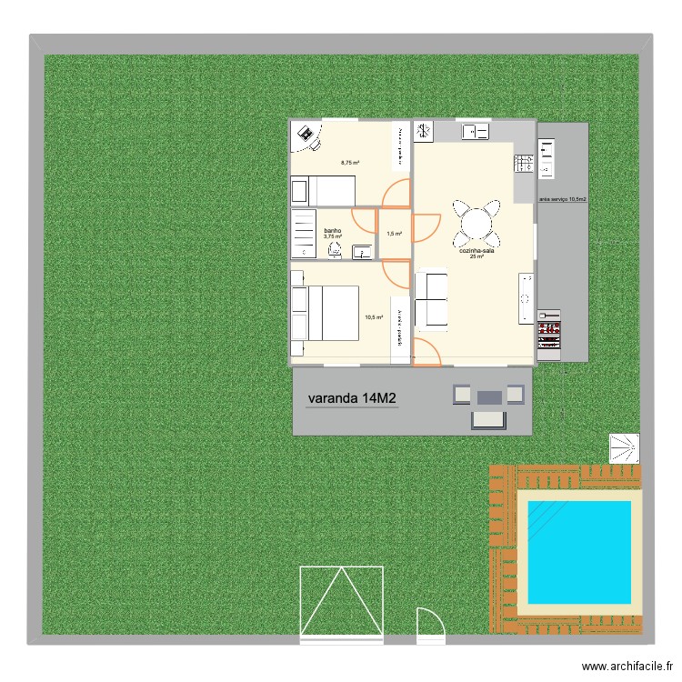 casa bahia. Plan de 5 pièces et 50 m2