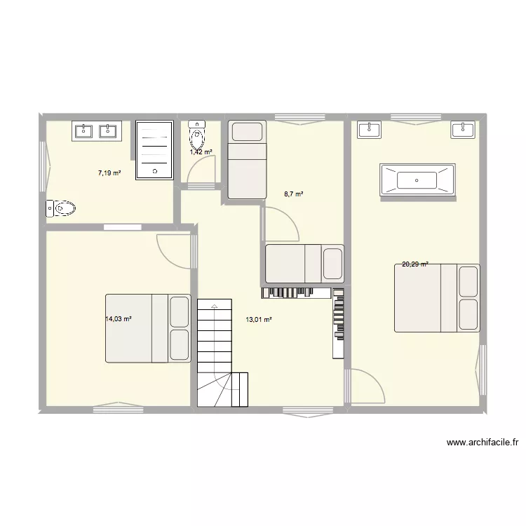 RDC Nico. Plan de 6 Pièces et 65 m² RDC Nico. Plan de 6 Pièces et 65 m²