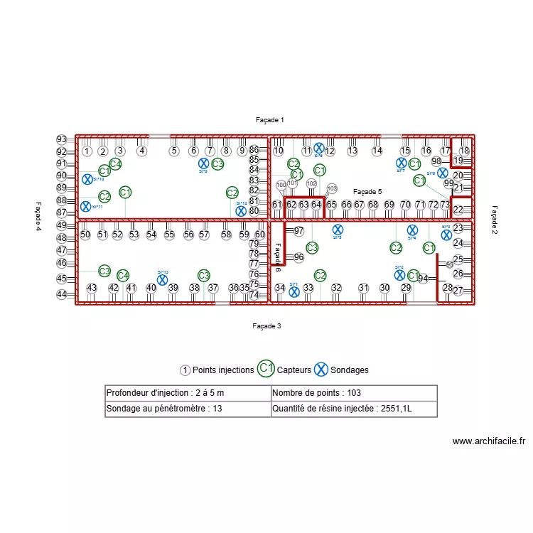 coche. Plan de 8  et 54 m²