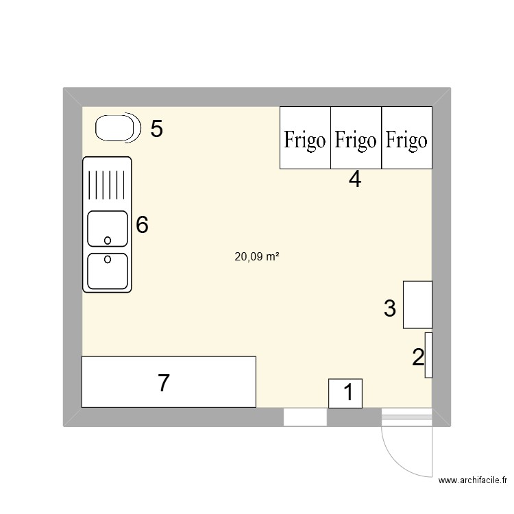 deconditionnement. Plan de 1 pièce et 20 m2