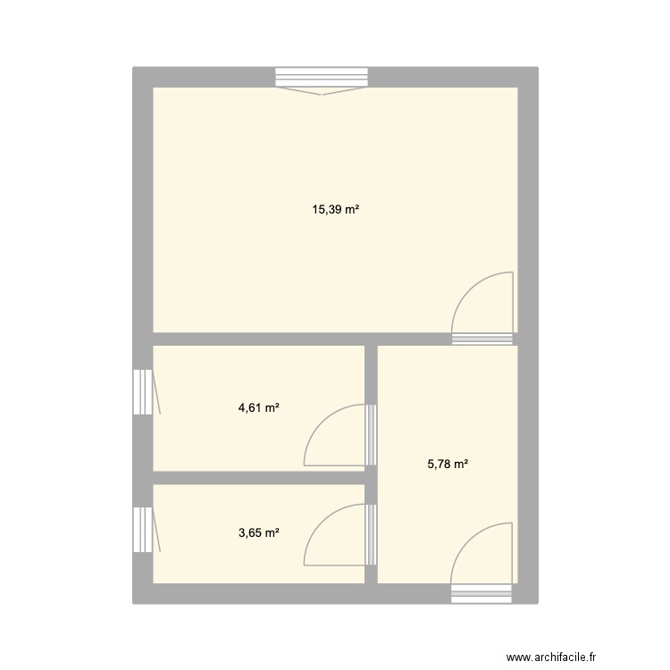 VOLTAIRE. Plan de 4 pièces et 29 m2