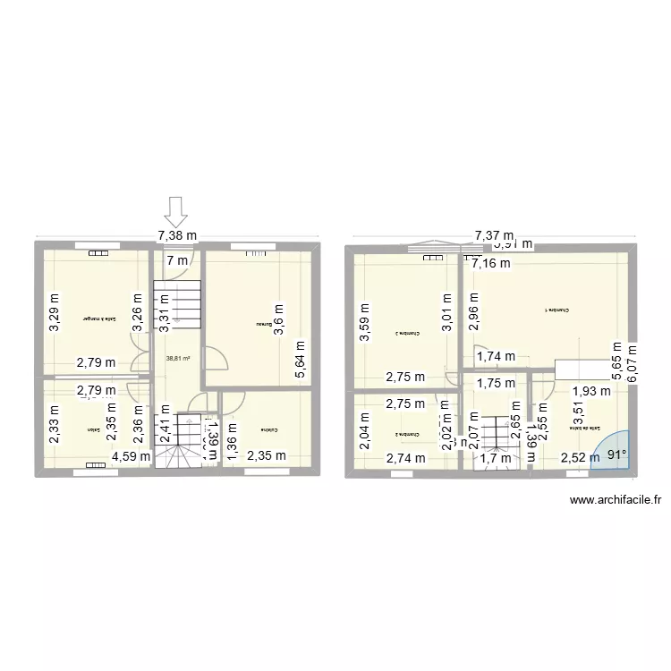 Champigny sur Marne Etage 2. Plan de 2 et 78 m² Champigny sur Marne Etage 2. Plan de 2 et 78 m²