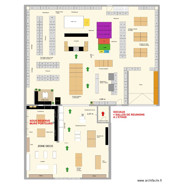 Proshop-La-Louvière. Plan de 3 pièces et 608 m2