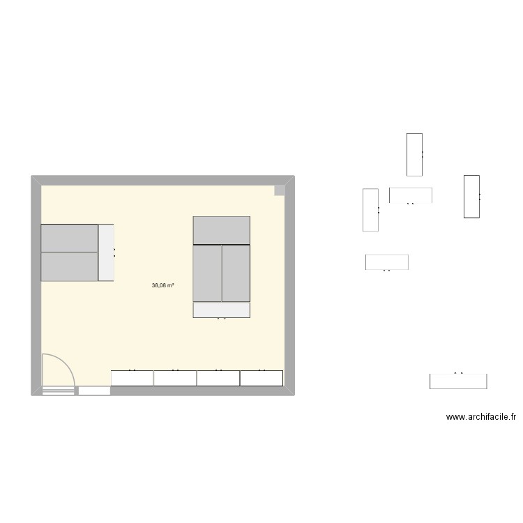 Bureau RH v3. Plan de 1 pièce et 38 m2