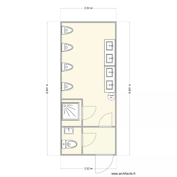SANITAIRE ECOLE MATERNELLE. Plan de 4 et 14 m² SANITAIRE ECOLE MATERNELLE. Plan de 4 et 14 m²