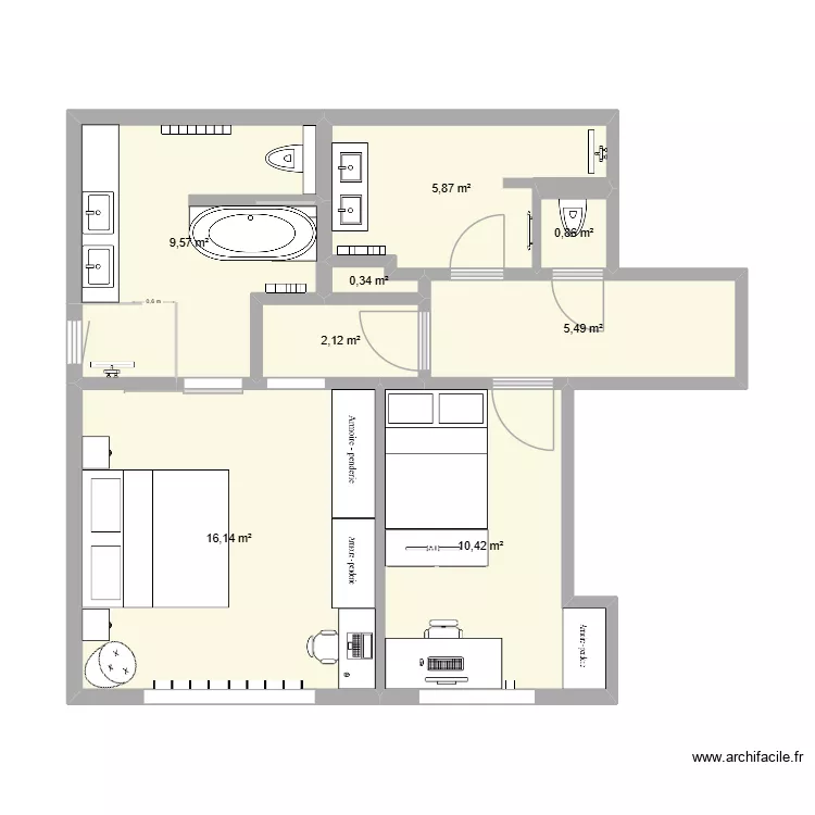 1er &eacute;tage Parklaan 50 v9. Plan de 8  et 51 m²