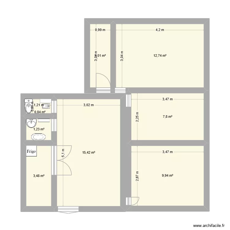TD4 amenagement jeunes parents. Plan de 8  et 54 m²