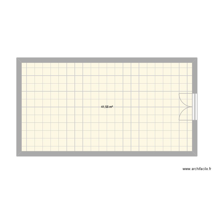 local. Plan de 1 pièce et 42 m2