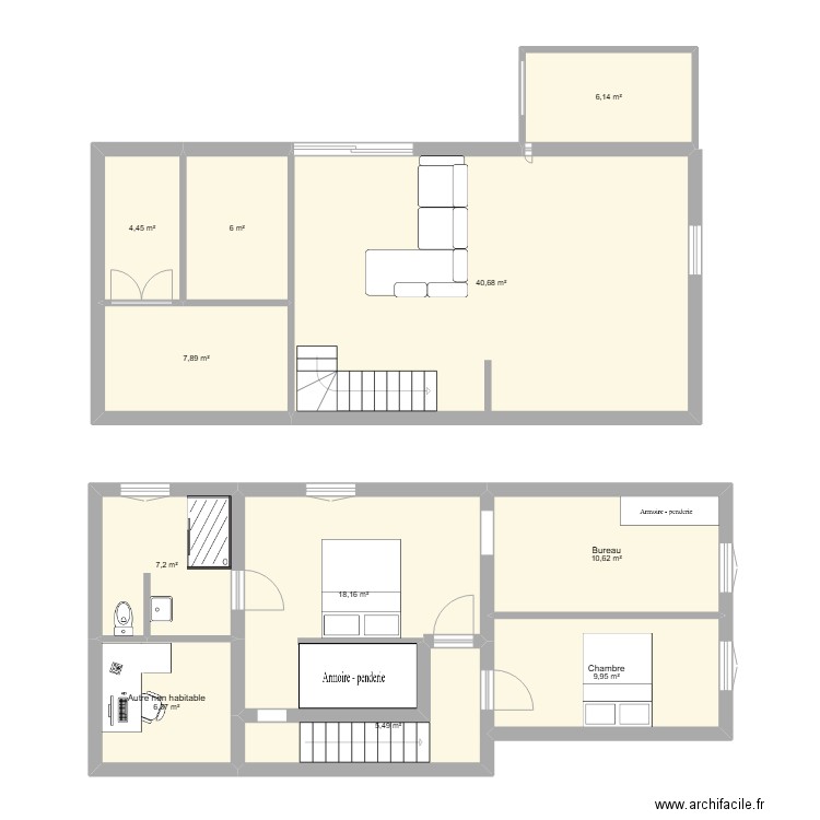 fieu. Plan de 11 pièces et 123 m2