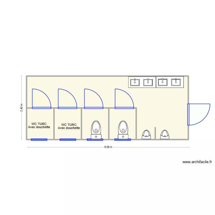 Bungalow 2WC + 2WC TURC. Plan de 5 et 14 m² Bungalow 2WC + 2WC TURC. Plan de 5 et 14 m²