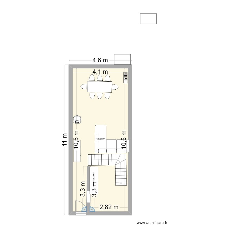 projet salon. Plan de 1 pièce et 42 m2