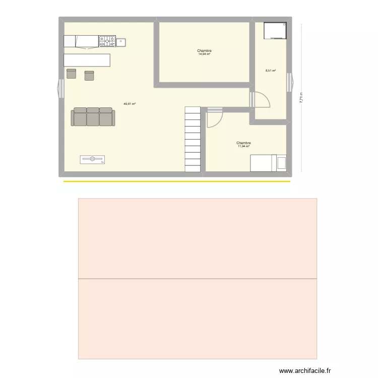 3i&egrave;me &eacute;tgae. Plan de 4  et 85 m²