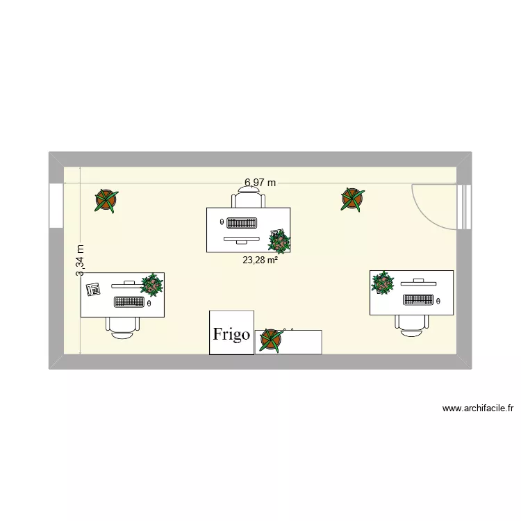 plan bureau redac 1. Plan de 1  et 23 m²