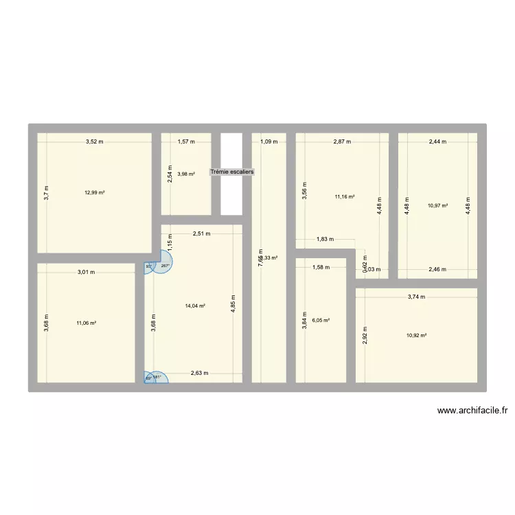 Plan immeuble RDC après travaux. Plan de 10 pièces et 91 m² Plan immeuble RDC après travaux. Plan de 10 pièces et 91 m²