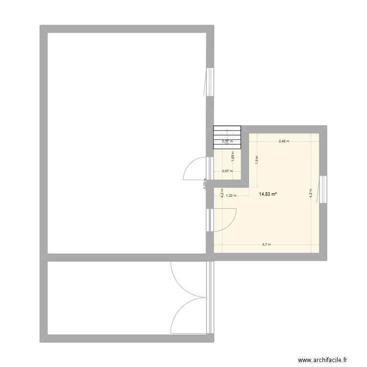 Plan novembre 2023. Plan de 1 pièce et 15 m2