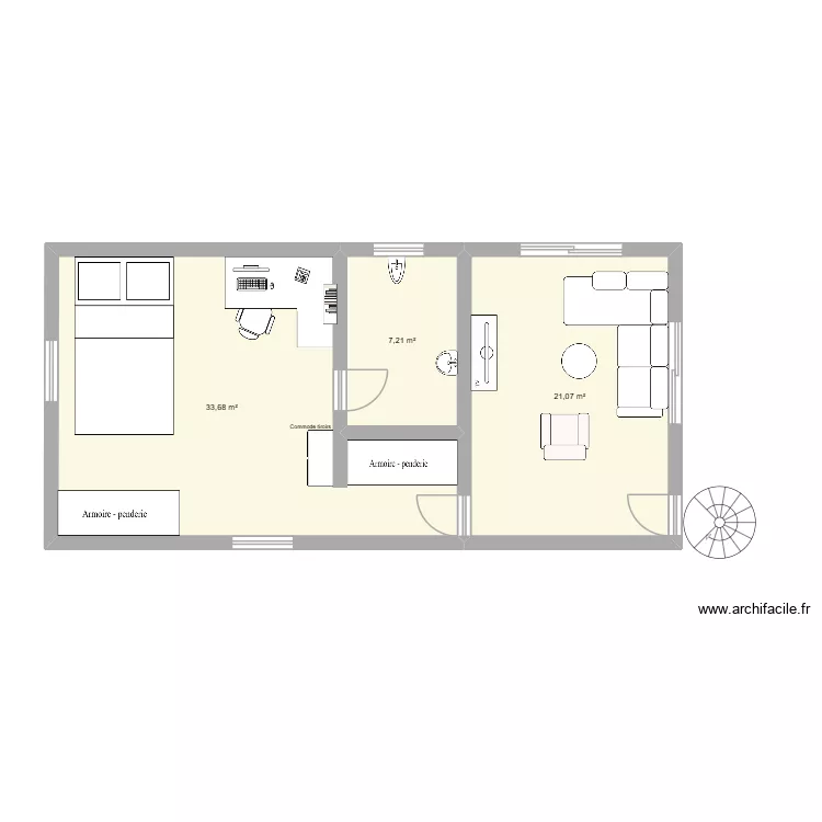 Arielle Plan. Plan de 3  et 62 m²