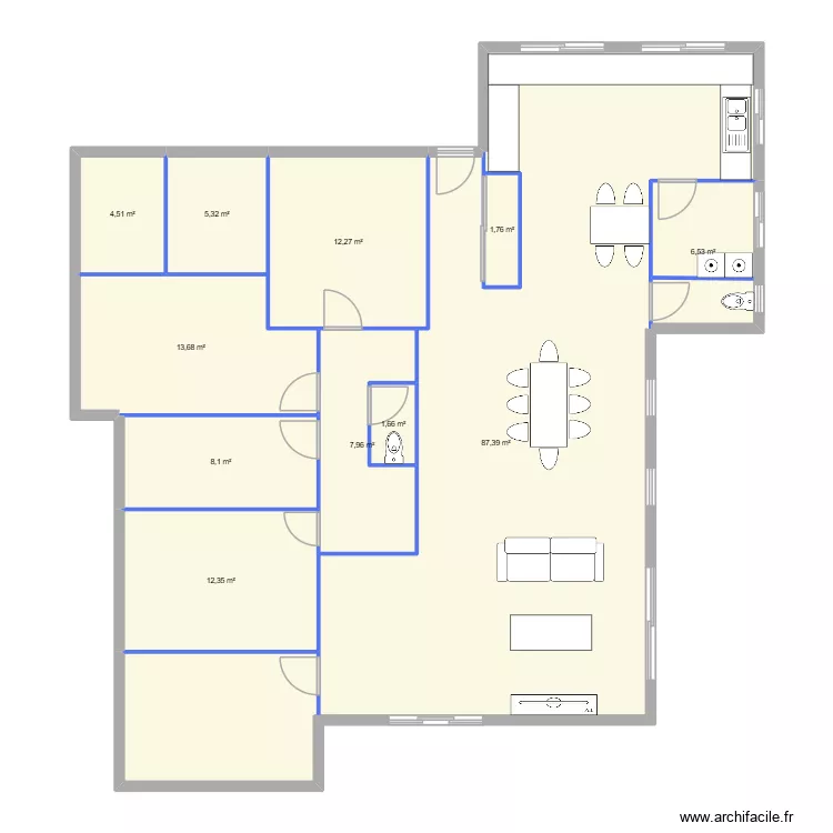 Flo. Plan de 11 pièces et 162 m²