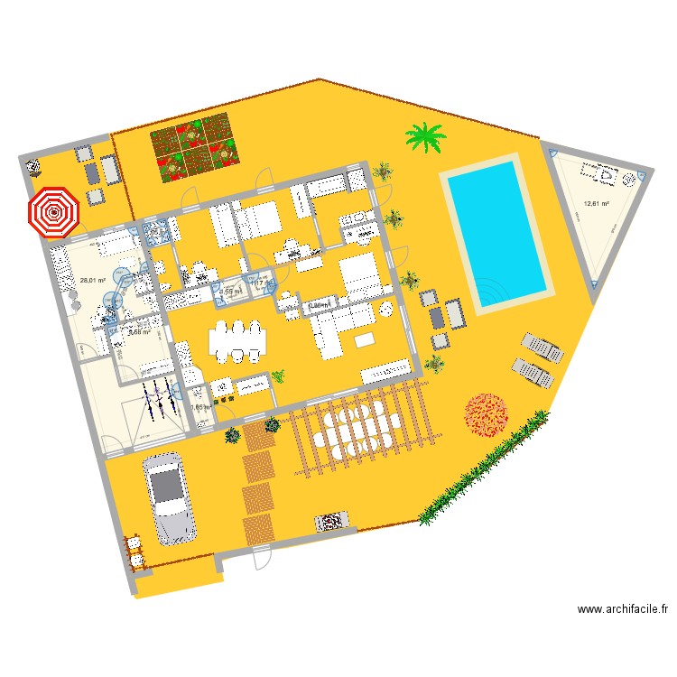 plan 2. Plan de 8 pièces et 56 m2
