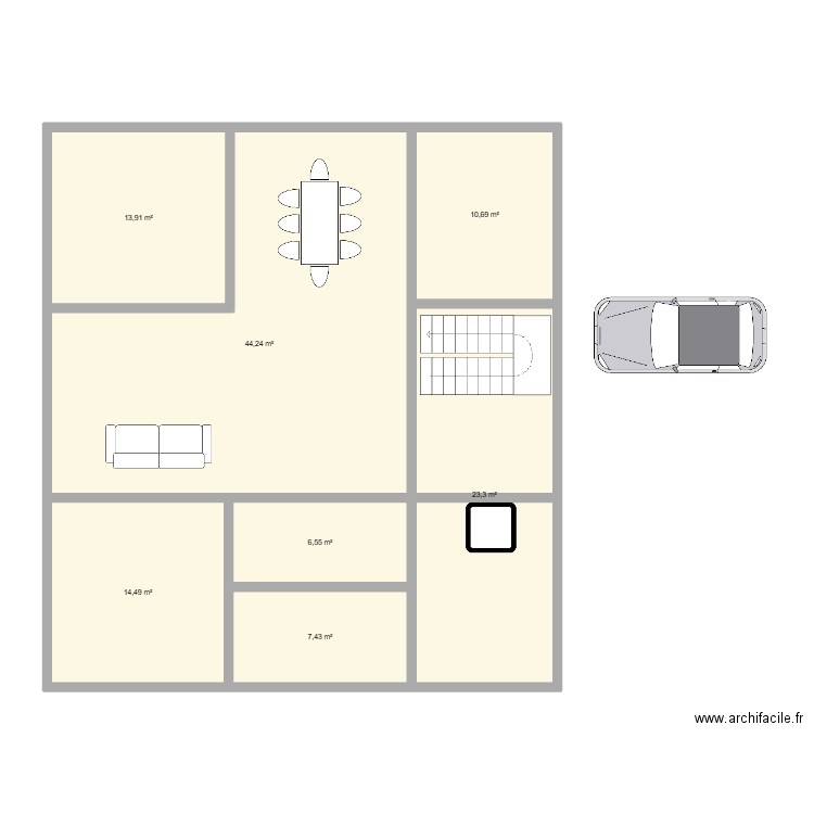 essai  8. Plan de 7 pièces et 121 m2