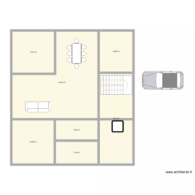essai  8. Plan de 7 pièces et 121 m²