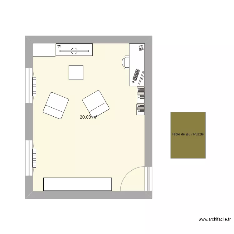 salle d ejeu. Plan de 1 Pièce et 20 m² salle d ejeu. Plan de 1 Pièce et 20 m²