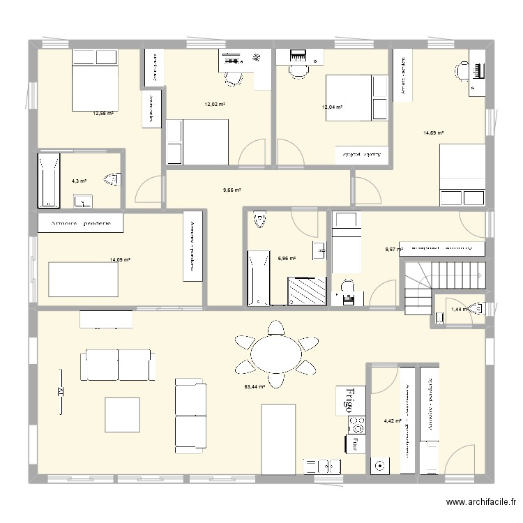 3/05/25. Plan de 12 pièces et 165 m2