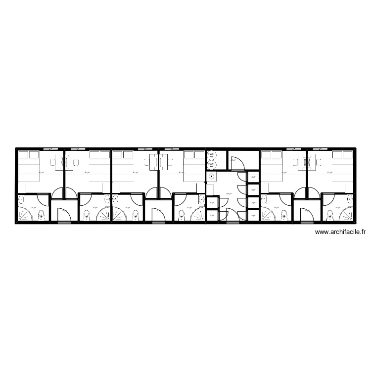 Dortoir VIP 16 x 70. Plan de 