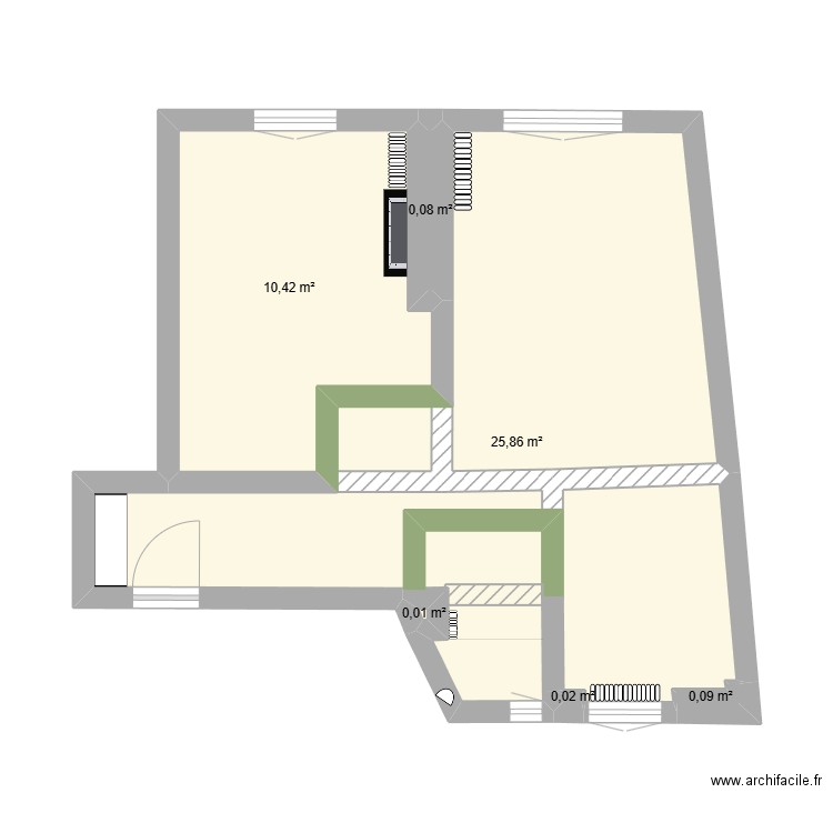 Paris 13 réaménagé. Plan de 6 pièces et 36 m2