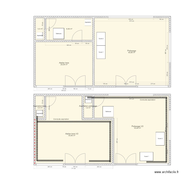 Atelier bois-Polissage V2. Plan de 8 pièces et 141 m2