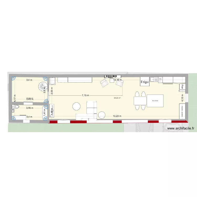 Agrandissement 4 sur la longueur bonne c&ocirc;te. Plan de 