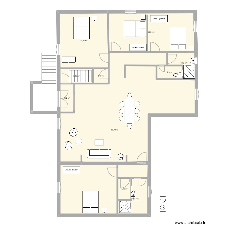 La landelle. Plan de 10 pièces et 158 m2