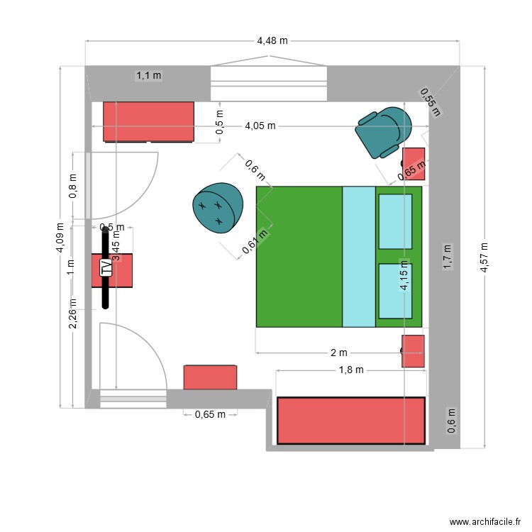 Chambre 1. Plan de 0 pièce et 0 m2