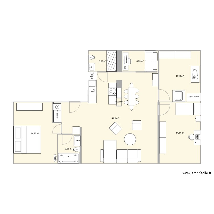 Unification Pajol v27.02. Plan de 8 pièces et 96 m2