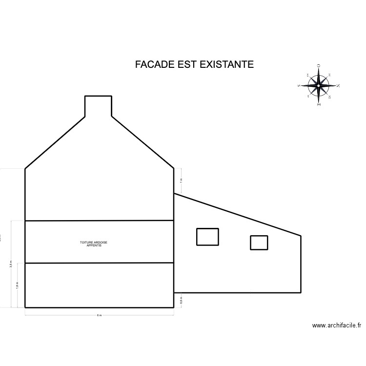FACADE EST - MELLAC. Plan de 6 pièces et 59 m2