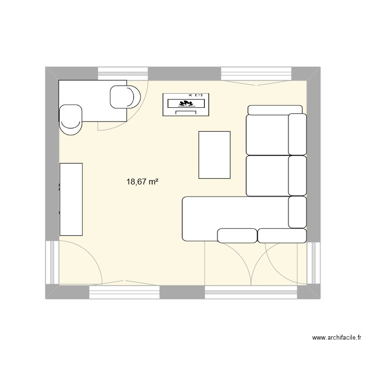 sejour. Plan de 1 pièce et 19 m2