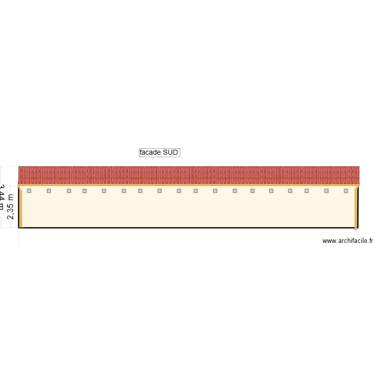 facade A SUD. Plan de 1 pièce et 48 m2