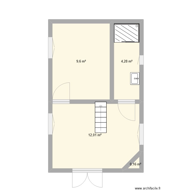 chalet. Plan de 4 pièces et 26 m2