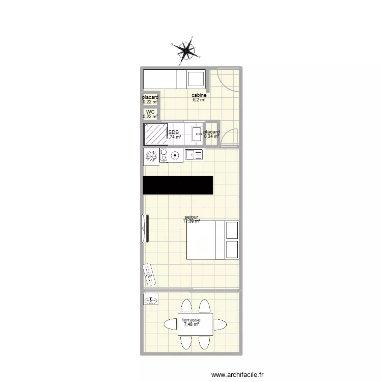 IPANEMA LA GRANDE MOTTE. Plan de 7 pièces et 34 m²