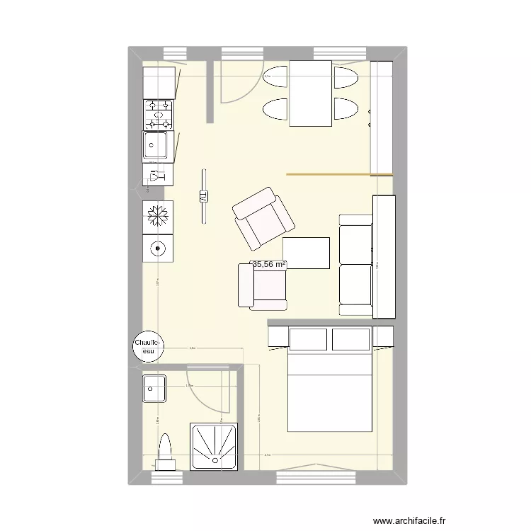 fort mahon 4. Plan de 1 pièce et 36 m²