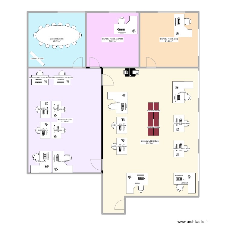bureaux Nouveaux sans salle. Plan de 5 pièces et 198 m2