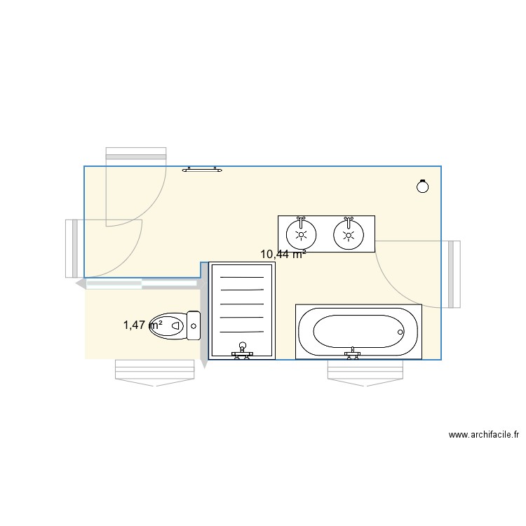 Sdb ok,,?. Plan de 2 pièces et 12 m2