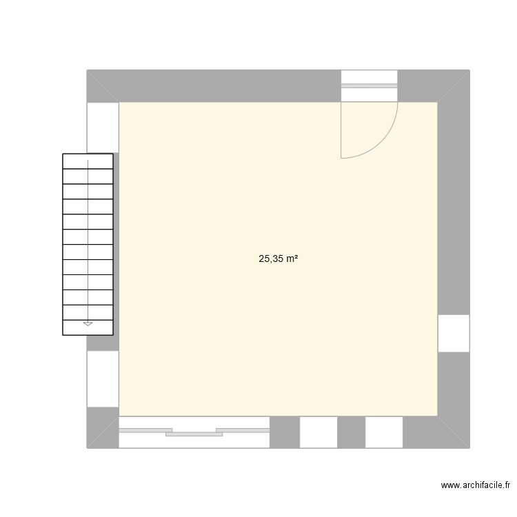 salon. Plan de 1 pièce et 25 m2