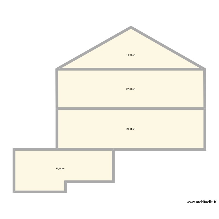façade. Plan de 4 pièces et 87 m2
