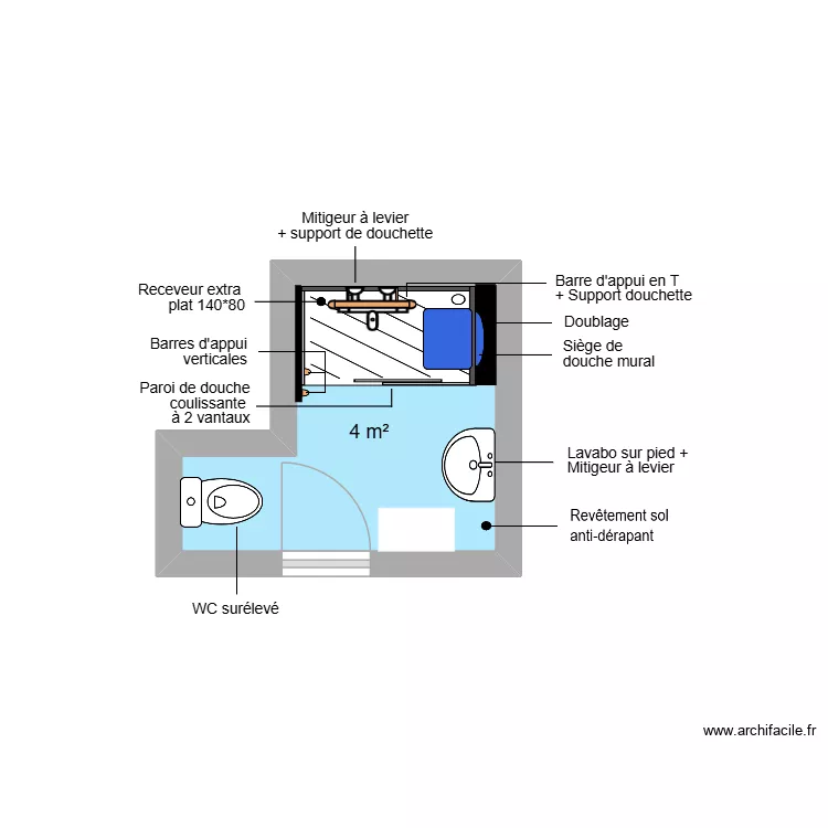 Projet MORIN OUNZARNI. Plan de 1  et 4 m²