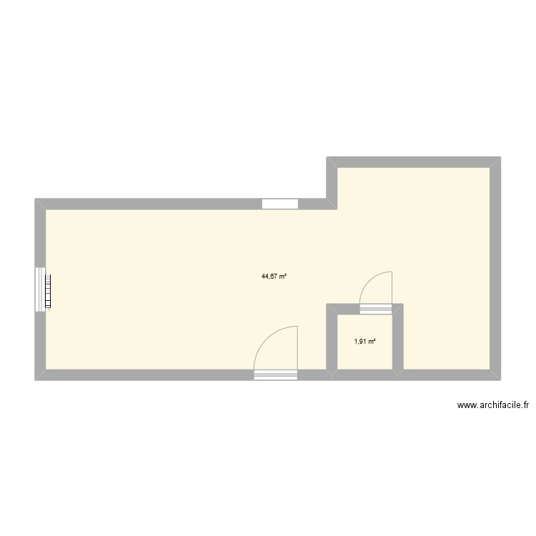 suite parentale. Plan de 2 pièces et 47 m2