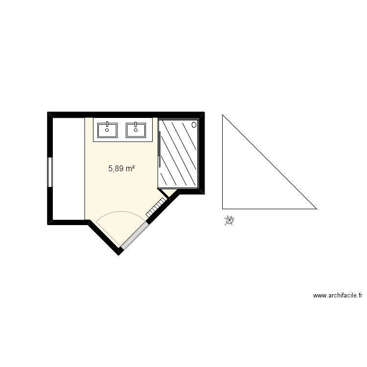 salle de bains dche rectangulaire v1. Plan de 0 pièce et 0 m2
